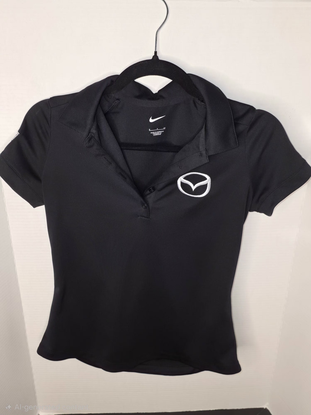 Nike Women’s Black Polo Top with White Mazda Emblem